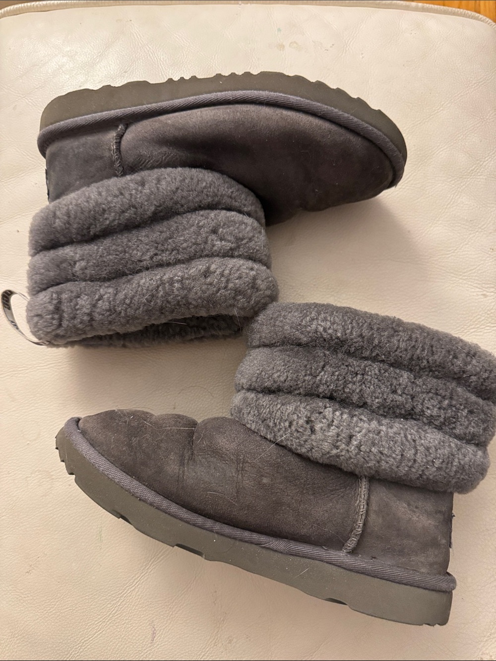 UGG kids Short Shearling Boots in Dark Gray